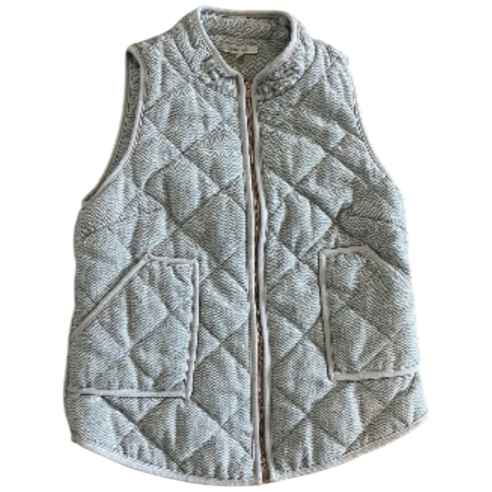 41 Hawthorn SZ M gray quilted vest, full zip , pockets, herringbone pattern